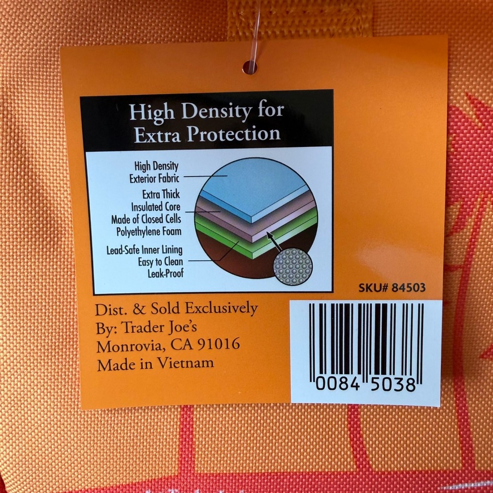 Trader Joe's Mini Insulated Bag 2026 Orange Green Zipper Lunch Bag NWT - Picture 4 of 4